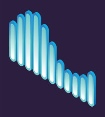 Isometric wave chart. Colorful infographic design. Design element for business presentation, statistics of data or landing page. Analysis and ui design vector illustration