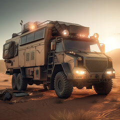 Camion militaire dans desert