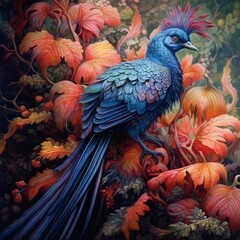 Fototapeta premium Schöner Bunter Vogel in farbenfroher Umgebung