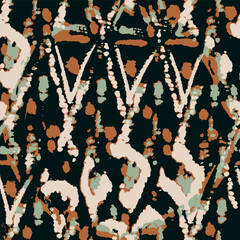 Vector Tie Dye Seamless. Earth Tones Hippie Texture. Space Dye Print. Seamless Hand Drawn Organic Print. Batik Brush. Brown Dirty Art Design. Watercolor Design. Grunge Abstract Ethnic Print.