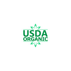 USDA organic certified stamp symbol no GMO icon isolated on white background