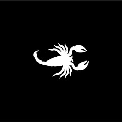 Silhouette of scorpion isolated on black background