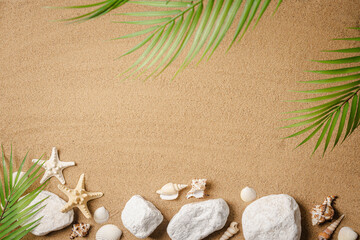 starfishes and sea shells on sand