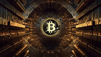 Bitcoin crypto bull trend illustration. Generative AI