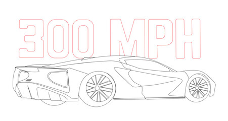 Sports car vector without colors