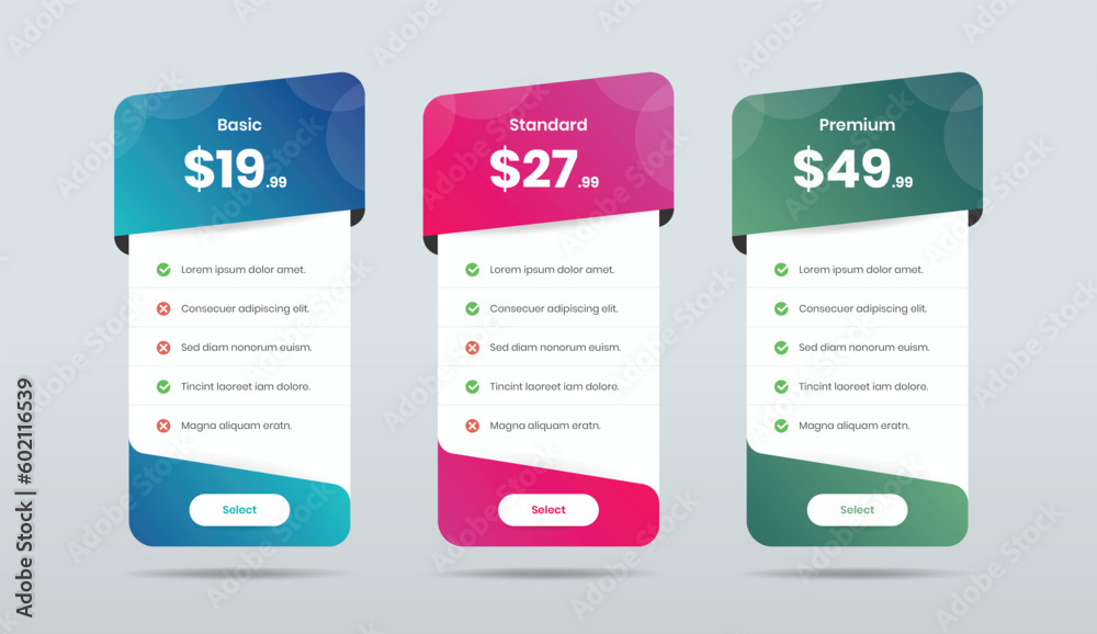 Wall mural minimalistic pricing list layout design for business and service subscription