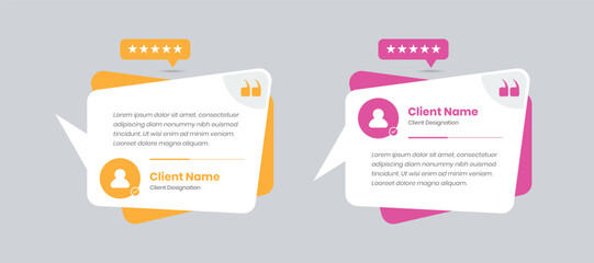 Professional client feedback or customer review card with two variations design