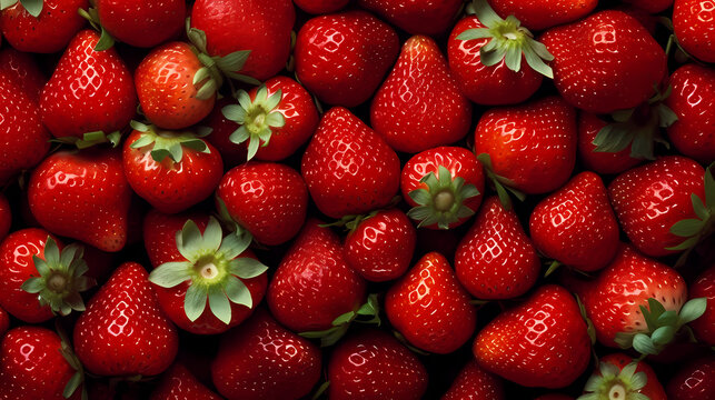 Background image of strawberries, top view.
