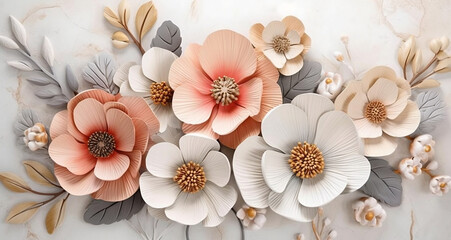 Modern floral mural wallpaper with simple yet elegant design, generative Ai