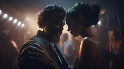 man and woman pair dancing and singing