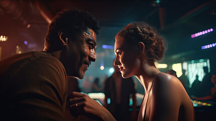 man and woman pair dancing and singing