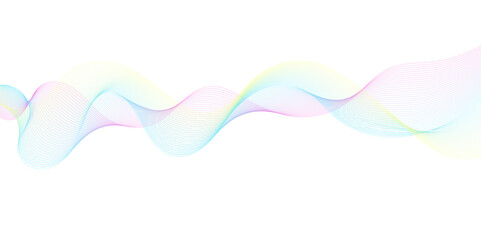 Abstract wave of the blue and other colored blend lines. Abstract blue smooth wave background. Dynamic sound wave isolated. Creative line art. Vector illustration.