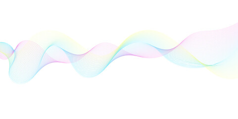 Abstract wave of the blue and other colored blend lines. Abstract blue smooth wave background. Dynamic sound wave isolated. Creative line art. Vector illustration.