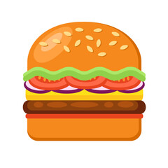 Burger illustration as an isolated element. Fast food icon