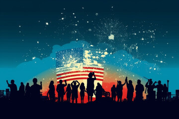 Obraz na płótnie Canvas 4th of July Independence Day,celebrate,patriotism,usa flag,america Ai Generative