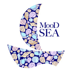 ship in painted shells, mood sea
