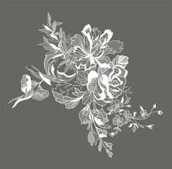 Lace ornate flowers. vector illustration - obrazy, fototapety, plakaty