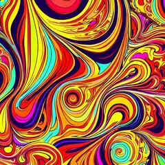 Abstract vibrant psychedelic pattern with incorporating swirling colors