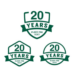 20 years anniversary celebration logotype. 20th anniversary logo collection. Set of anniversary design template. Vector illustration.
