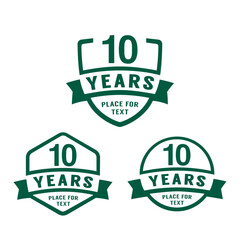 10 years anniversary celebration logotype. 10th anniversary logo collection. Set of anniversary design template. Vector illustration.