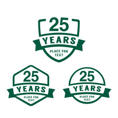 25 years anniversary celebration logotype. 25th anniversary logo collection. Set of anniversary design template. Vector illustration.