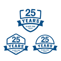 25 years anniversary celebration logotype. 25th anniversary logo collection. Set of anniversary design template. Vector illustration.