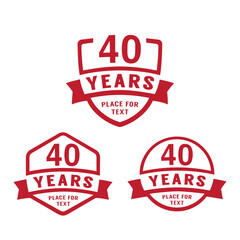 40 years anniversary celebration logotype. 40th anniversary logo collection. Set of anniversary design template. Vector illustration.