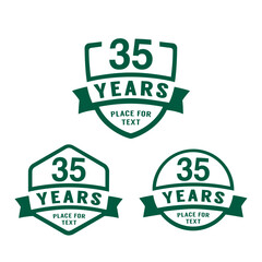 35 years anniversary celebration logotype. 35th anniversary logo collection. Set of anniversary design template. Vector illustration.