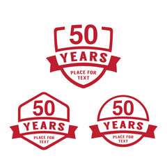 50 years anniversary celebration logotype. 50th anniversary logo collection. Set of anniversary design template. Vector illustration.