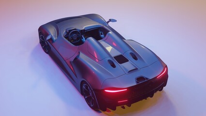 3D rendered luxurious white car studio photoshoot. modern super cart different angle views.