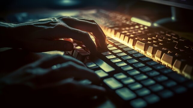 Generative AI Created Image - Close-up of Hands Writing Text on Keyboard