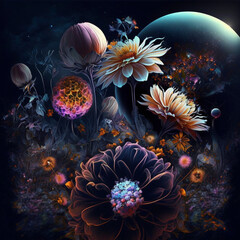 Fototapeta na wymiar Fantasy flower, fantasy art magic, fantasy flowers plant art, Generative AI