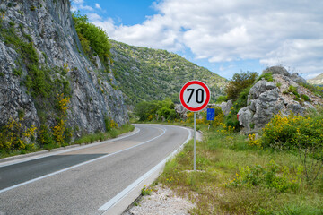 Road in the mountains along the Bay of Kotor - obrazy, fototapety, plakaty