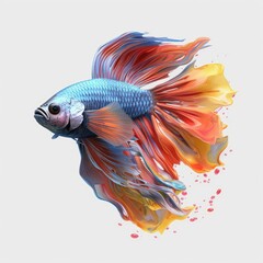 Obraz na płótnie Canvas Fighting fish, Betta splendens isolated on white background,Generative, AI, Illustration.