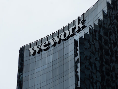 Zapopan Jalisco, Mexico; June 27, 2021: "wework exterior facade in the city of zapopan jalisco, wework concept"