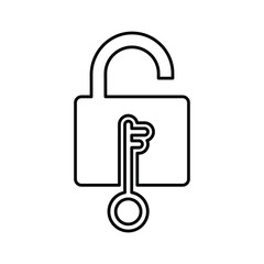 Lock and key icon. Line, outline symbol.