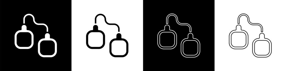 Obraz premium Set Handcuffs icon isolated on black and white background. Vector