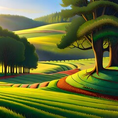 landscape with field and trees
