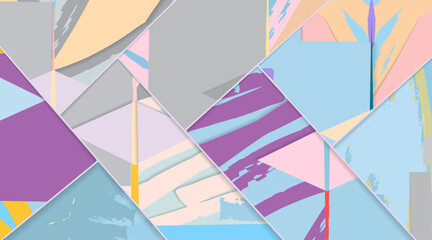 Abstract collage asymmetric pattern. Digital freehand art, grunge texture. Vector patchwork quilt background. Decorative elements, brush strokes ornament for flyer, poster, cover, textile fabric print