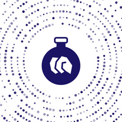 Blue Exhibition with various minerals, rocks and crystals icon isolated on white background. Minerals exhibition, mineralogy, geology expo or museum. Abstract circle random dots. Vector