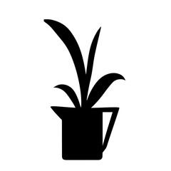 Black outline hand drawing vector illustration of a decorative plant Sansevieria in a kettle isolated on a white background