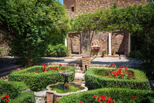 Patio de armas Courtyard at Alcazaba Fortress - Malaga, Andalusia, Spain