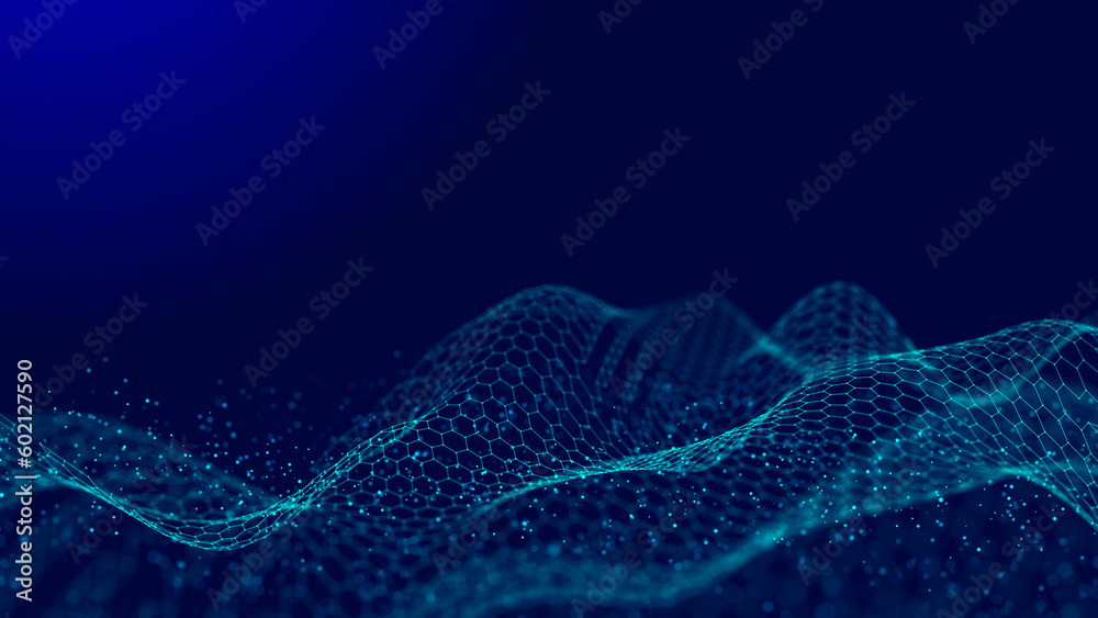 Poster abstract digital wave. digital network background. 3d rendering