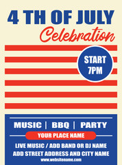 4th of July celebration party poster flyer social media post template design