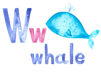 Aquarelle letter W for written word 