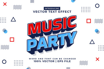 Obraz premium Editable text effect Music Party 3d Cartoon template style premium vector