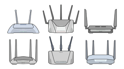 Router vector color set icon. Vector illustration internet modem on white background . Color set icon router.