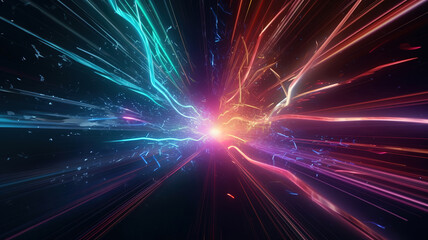 Fototapeta na wymiar 3d rendering movement through stars hyper jump into another galaxy speed. Generative ai