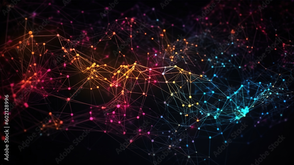 Wall mural technology network background concept, global network. generative ai