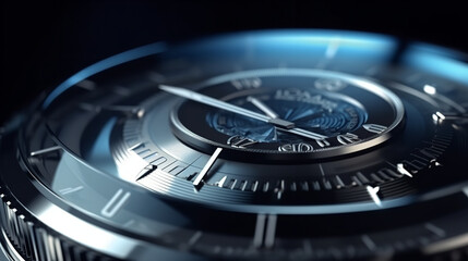 close up of a watch on black